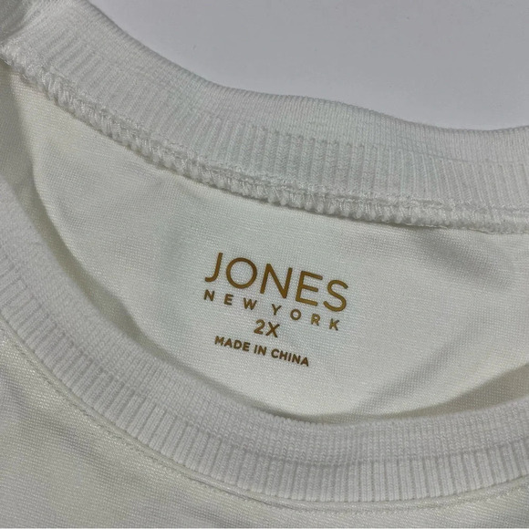 New Jones New York Split Hem Tee Shirt White Size 2X Short Sleeve - Picture 5 of 7